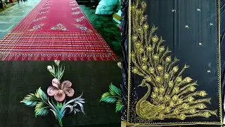 🔴LIVE : black saree fabric painting | black saree painting | black saree & sparkling multi colours