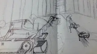 Creating a basic room layout using a horizon line and vanishing points for perspective.