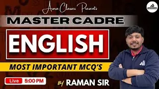 Master Cadre English Preparation | Most Important MCQ'S | English Classes | By Raman Sir