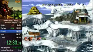 DKC Any% All Stages Speedrun 34:21.79