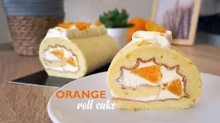 Orange roll cake recipe  オレンジロールケーキ | Petit tamis 🍊