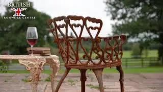 Rustic Cast Iron Heart Scrolled Garden Chair