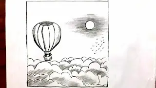 How to draw an air balloon step by step/easy drawings,easy hot air balloon drawing,scenery drawing🤩