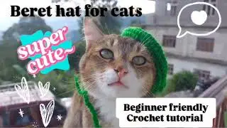 Let's crochet beret hat for cats!🧶 A beginner friendly crochet tutorial.