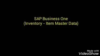 Sap Business One (Inventory - item master data)