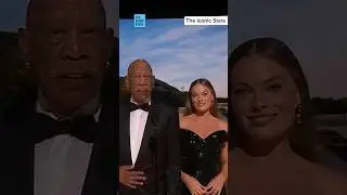 Morgan Freeman with Margot Robbie on the stage ✨❤️ #morganfreeman #margotrobbie