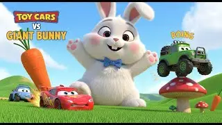 Toy Cars vs Giant Cute Bunny Field Race Adventure Cartoon for Kids Movie Trend 2025