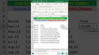 SUM NUMBERS AVAILABLE IN TEXT FORMAT | SUM| #EXCELTRICKS