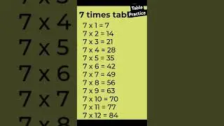 #7&times;1,7&times;2,12 Times table#Multiplication chart#Time to learn