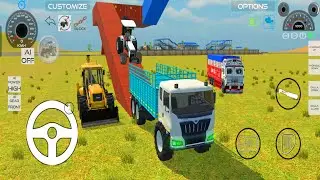 🛑 Drive JCB and white tractor 🤡 Unloading Stone from truck dumpher 🚒 #games #tractorvideo #jcb 