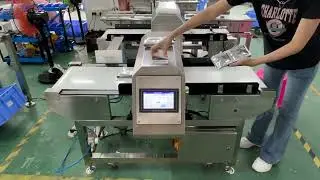High accuracy touch screen aluminum foil packaging metal detector with pusher rejector