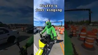 Singing in a construction zone #funny #fluffy #comedy #motorcycle #construction #singalong #singing