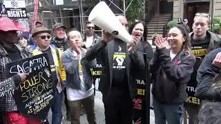 Keynote speakers at AAPI SAG/AFTRA rally in front of Discovery/Warners HQ, NYC 09/28/23