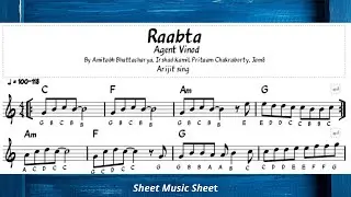 Raabta Piano tutorial/lesson chords/with notes/piano instrumental/sheet music/piano cover/Arijit
