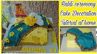 Haldi Decoration Ideas At Home💛💙Haldi Ceremony Cake Design💛#haldiceremonycake#youtubevideos#viral#yt