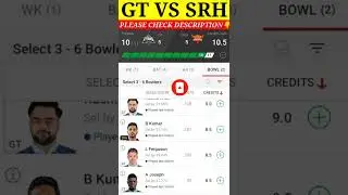 GT VS SRH DREAM 11 TEAM PREDICTION | #1 RANK | #short