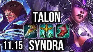 TALON vs SYNDRA (MID) | 10/1/5, Rank 6 Talon, Legendary, 300+ games | BR Grandmaster | v11.15