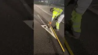 Refresh of a straight arrow in Thermoplastic #linemarking #roadmarking #satisfying #roadart