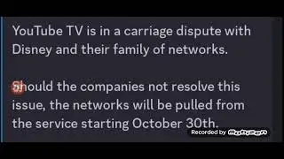 YouTube TV is in a carriage dispute with Disney.