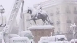 Madrid residents react to freak snowfall