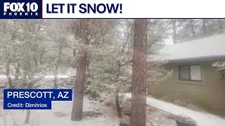 Snow falling in Prescott, Arizona