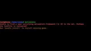 How to fix msfconsole metasploit error Run bundle install to install missing gems. #metasploit