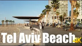 Tel Aviv Promenade, Israel walking tour 4k 60fps