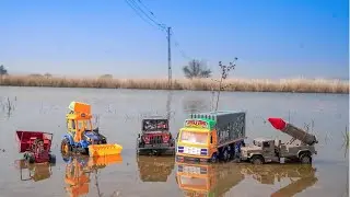 Tractor &Car Fell into Water! lDam Accident lJCB & Army Crane Rescue lcar cartoon | truck cartoon ?
