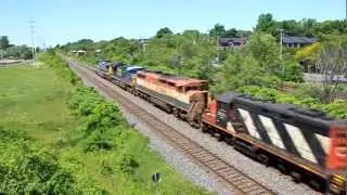 3 companies locos front of the freight train! (CSX, BCOL, CN)
