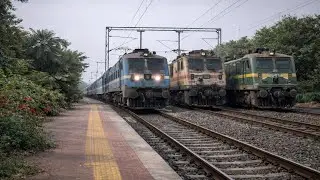 WAG 9HC + WAP 7 + WAG 7 Locomotive Engine Crossing With Maal Gaadi & Shatabdi Express Train&hellip;.. 