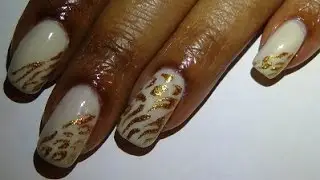 Simple Cream Gold (Leopard Zebra) Nail & Toe Design
