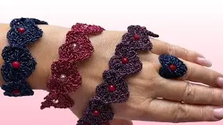 PULSERA DE CORAZONES A CROCHET  - BRAZALETE DE LA AMISTAD