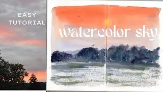 #107 Beginner Watercolor Tutorial Painting a Dramatic Red Sky Sunset