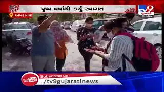 Ahmedabad: Neighbours shower flower petals on SVP hospital staffer as she returns home after 26 days
