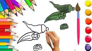How To Draw cute Lady's Finger Drawing, Painting & Coloring For Kids and Toddlers_ Child Art 🐋🌈🎨