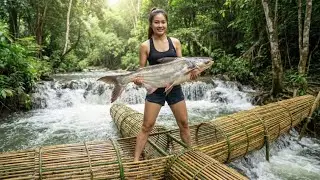 Primitive Technology: Building Bamboo Fish Trap #bushcraft