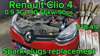 Renault Clio Spark Plugs replacement DIY Renault Clio 4 0.9 TCe 90 Z&uuml;ndkerzen wechsel H4B No Cuts