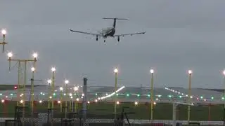 Terrifying crosswind landing of PC12  at Manchester airport 7/12/2021 mailto:licensing@storyful.com