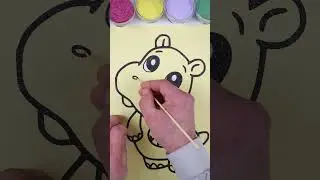 creative diy sand painting baby hippo/colors/sand art/ coloring baby hippo