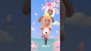 B612 apps video face expression #1 fake rabbit costume with beautiful colorful flowers background