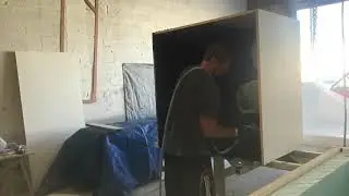Casting GFRC concrete table base.
