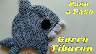 Como hacer un gorro de TIBURON  CROCHET tejido paso a paso