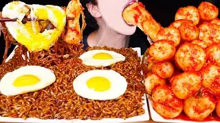 ASMR BLACK BEAN NOODLES RAMEN KIMCHI RECIPE COOKING MUKBANG 짜파게티 총각김치 먹방 チャパゲティ 咀嚼音 EATING SOUNDS