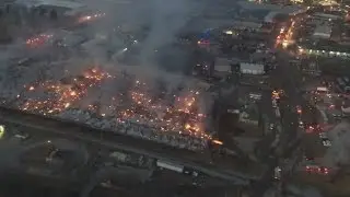 Massive fire has broken out at the Blue Grass Stockyards