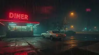 Дождь в пустой закусочной ночью 🌧️ Чистые звуки дождя, без музыки, без разговоров