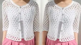 💯😍 Beautiful Crochet Cardigan pattern 🤩 sweater pattern super easy Top blouse 🤩*stitch only