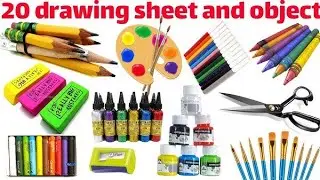 20 Drawing Sheet Objects Names | Learn Drawing Items in English | Preschoolers & Toddlers video 