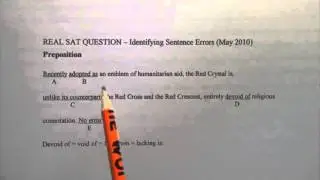 SAT Writing - Identifying Sentence Errors 34 (preposition) - Real SAT Test 2010, Cantonese