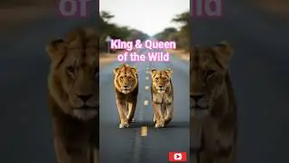 The King & Queen Walking Together | AI Short #shorts #ai #lion #wildlife #aishorts