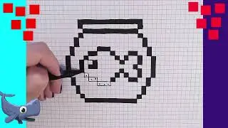 Handmade Pixel Art How to draw on graph paper easy drawings fish